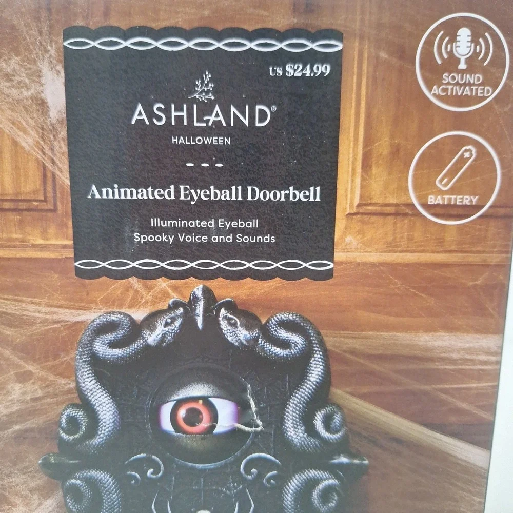 Vtg Halloween Animatronic Eyeball Doorbell Illumiated Spooky Voice/Sounds WORKS